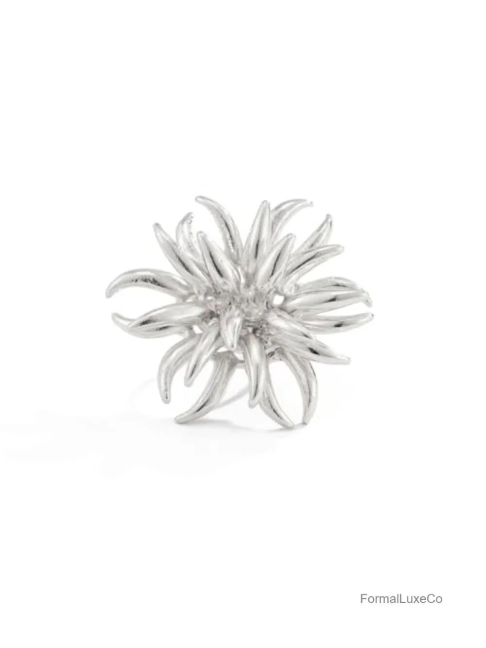 Gold Plated 3D Flower Statement Ring, Adjustable Floral Cocktail Ring for Women